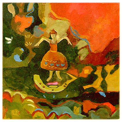 Fr&uuml;hst&uuml;ck bei Madam 1987 30 x 40 cm Acryl auf Papier