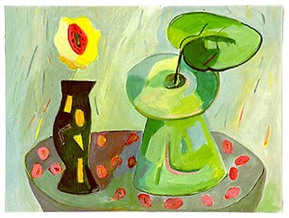 Schwarze Vase  1987 30 x 40 cm Acryl auf Papier